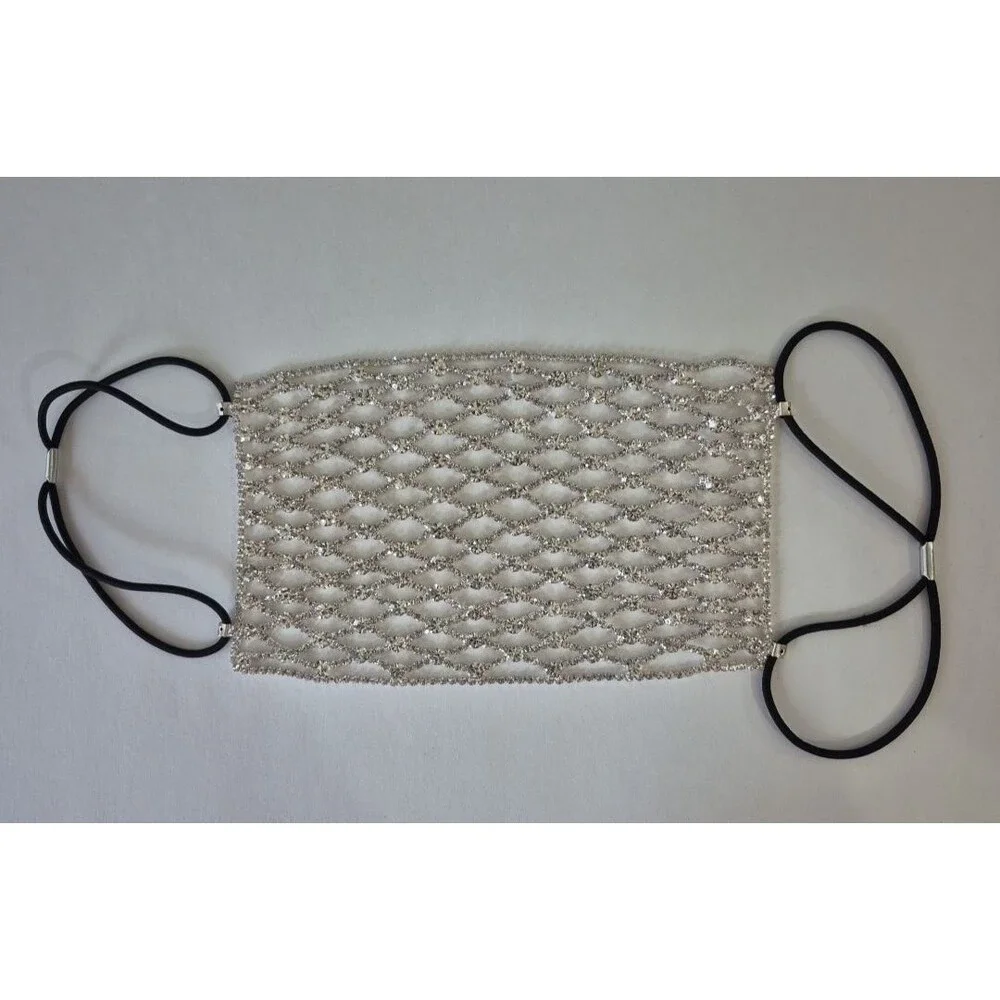 Silver Bling Shiny Rhinestone Mesh Cosplay Costume Face Mask Accessory New